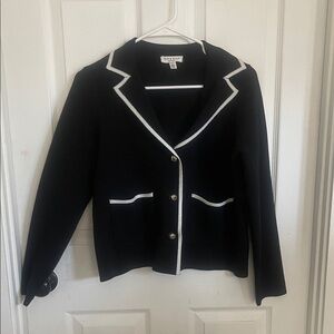 Chic Black Blazer with White Accents